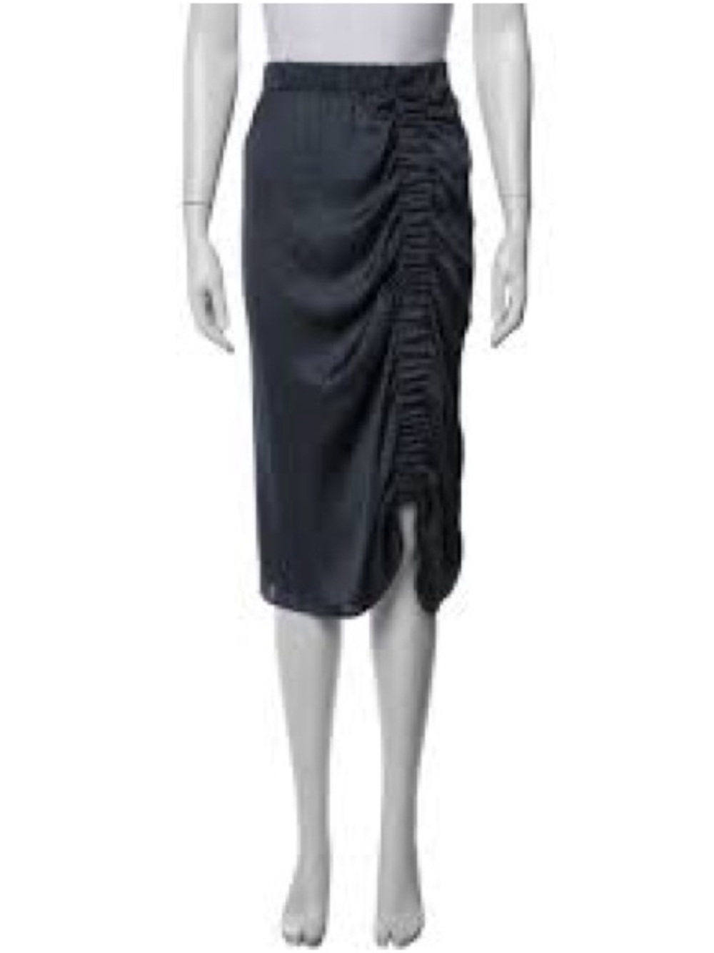 NAVY Zero + Maria Cornejo Black Ruched Midi Skirt